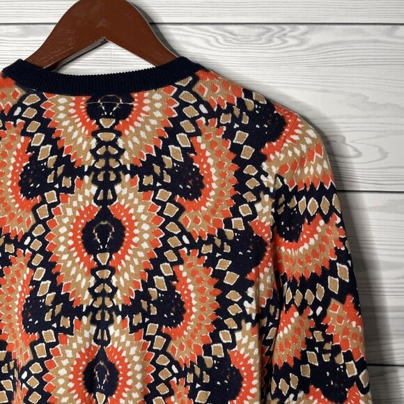Tabitha Anthropologie Odval Art Deco Geo Print Button Up Cardigan Sweater M - Picture 7 of 8